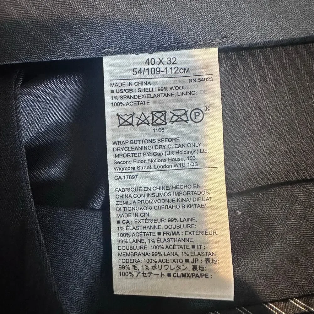 Banana Republic Men's Standard Italian Wool Suit Pant Navy Blue 40 x 32